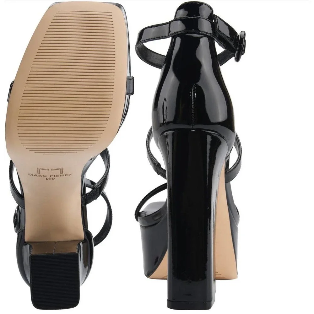 Marc Fisher LTD Frita Platform Sandal Women Black Size 8.5
